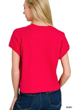 Premium Cotton Relaxed Crop Tee in Ruby Red for Women Woman T Shirts