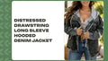 Distressed Drawstring Long Sleeve Hooded Denim Jacket video preview