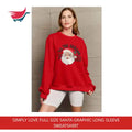 Simply Love Full Size Santa Graphic Long Sleeve Sweatshirt video preview