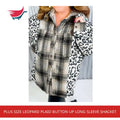 Plus Size Leopard Plaid Button Up Long Sleeve Shacket video preview