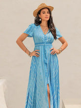 Printed Button Down Short Sleeve Maxi Dress Woman Maxi Dress