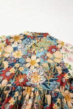 Printed Notched Flounce Sleeve Mini Dress Casual Dresses