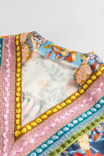 Printed Notched Flounce Sleeve Mini Dress Casual Dresses