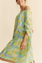 Printed Off Shoulder Drawstring Sleeve Mini Dress