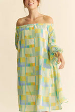 Printed Off Shoulder Drawstring Sleeve Mini Dress Casual Dresses