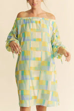 Printed Off Shoulder Drawstring Sleeve Mini Dress Casual Dresses