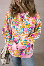 Printed round neck long sleeve sweatshirt with vibrant butterfly print