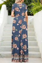 Printed Round Neck Short Sleeve Maxi Dress Woman Maxi Dress