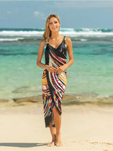 Colorful printed spaghetti strap beach cover up dress