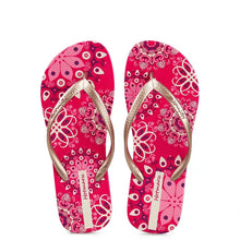Bright pink printed summer toe post slippers with mandala pattern
