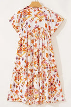 Printed Tie Neck Cap Sleeve Mini Dress Casual Dresses