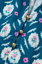 Printed Tie Neck Ruffled Cap Sleeve Dress Woman Casual Dress