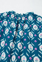 Printed Tie Neck Ruffled Cap Sleeve Dress Woman Casual Dress