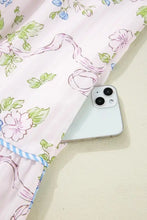 Printed Tie Neck Short Sleeve Mini Dress Woman Dress