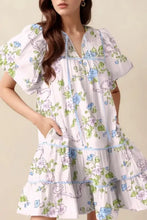 Printed Tie Neck Short Sleeve Mini Dress Woman Dress