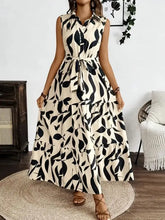 Printed Tie Waist Sleeveless Maxi Dress Woman Maxi Dress