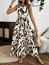 Printed Tie Waist Sleeveless Maxi Dress Woman Maxi Dress