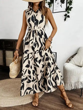 Printed Tie Waist Sleeveless Maxi Dress Woman Maxi Dress