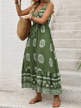 Printed V-Neck Sleeveless Dress Casual Dresses