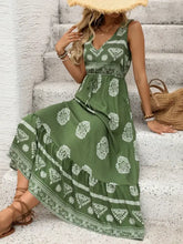 Printed V-Neck Sleeveless Dress Casual Dresses
