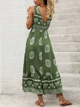 Printed V-Neck Sleeveless Dress Casual Dresses
