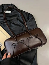 PU Leather Bow Trim Shoulder Bag Chocolate One Size Shoulder Bags