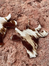Cowhide patterned bull head leather earrings