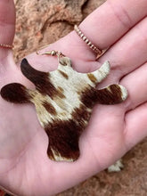 PU leather bull head earrings with cowhide pattern