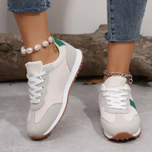 PU Leather Contrast Round Toe Flats Sneakers Woman Sneakers