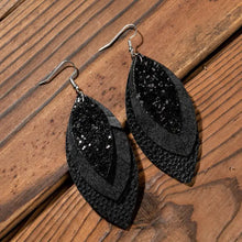 PU Leather Drop Earrings Black One Size Earrings
