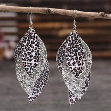 PU Leather Leopard Leaf Earrings Earrings