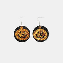 Black and gold glitter leather pumpkin earrings for Halloween