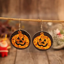 Glittery orange and black leather pumpkin earrings