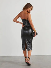 PU Slit Midi Dress Cocktail Dress