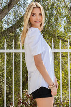 Puff Sleeve V-Neck Tee Woman T Shirts