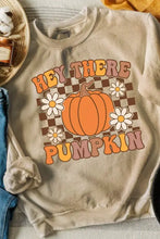 Retro Pumpkin Graphic Long Sleeve Sweatshirt with Hey There Text