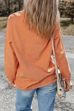 Pumpkin orange graphic round neck long sleeve sweatshirt with ribbed top