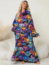 Pumpkin Patterned Hooded Blanket Slightly Stretchy and Machine Washable Dresses