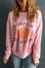 Pink graphic round neck long sleeve sweatshirt with pumpkin design