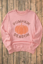 Pink Pumpkin Season Graphic Round Neck Long Sleeve Sweatshirt