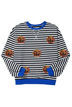 Pumpkin Striped Round Neck Long Sleeve Sweatshirt Woman Sweatshirts