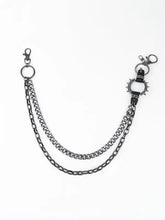 Punk aluminium chain belt with spiked ring and double layer design
