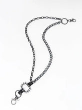 Punk aluminium chain belt with spiked ring and double layer design