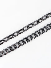 Punk aluminium chain belt with spiked ring and double layer design