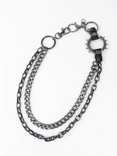 Punk aluminium chain belt with spiked ring and double layer design