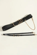 Punk PU belt with gold O-rings and chain design by Anthropologie