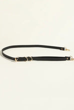 Black punk PU belt with gold O-rings and shoulder strap