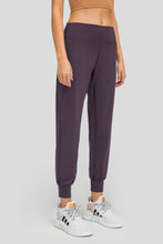 Purple Athletic Joggers with Wide Waistband for Women Plum Purple