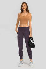 Purple Athletic Joggers with Wide Waistband for Women