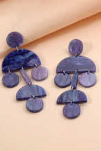 Purple blue geometrical shape acrylic dangle earrings pair